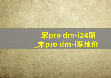 宋pro dm-i24期_宋pro dm-i落地价